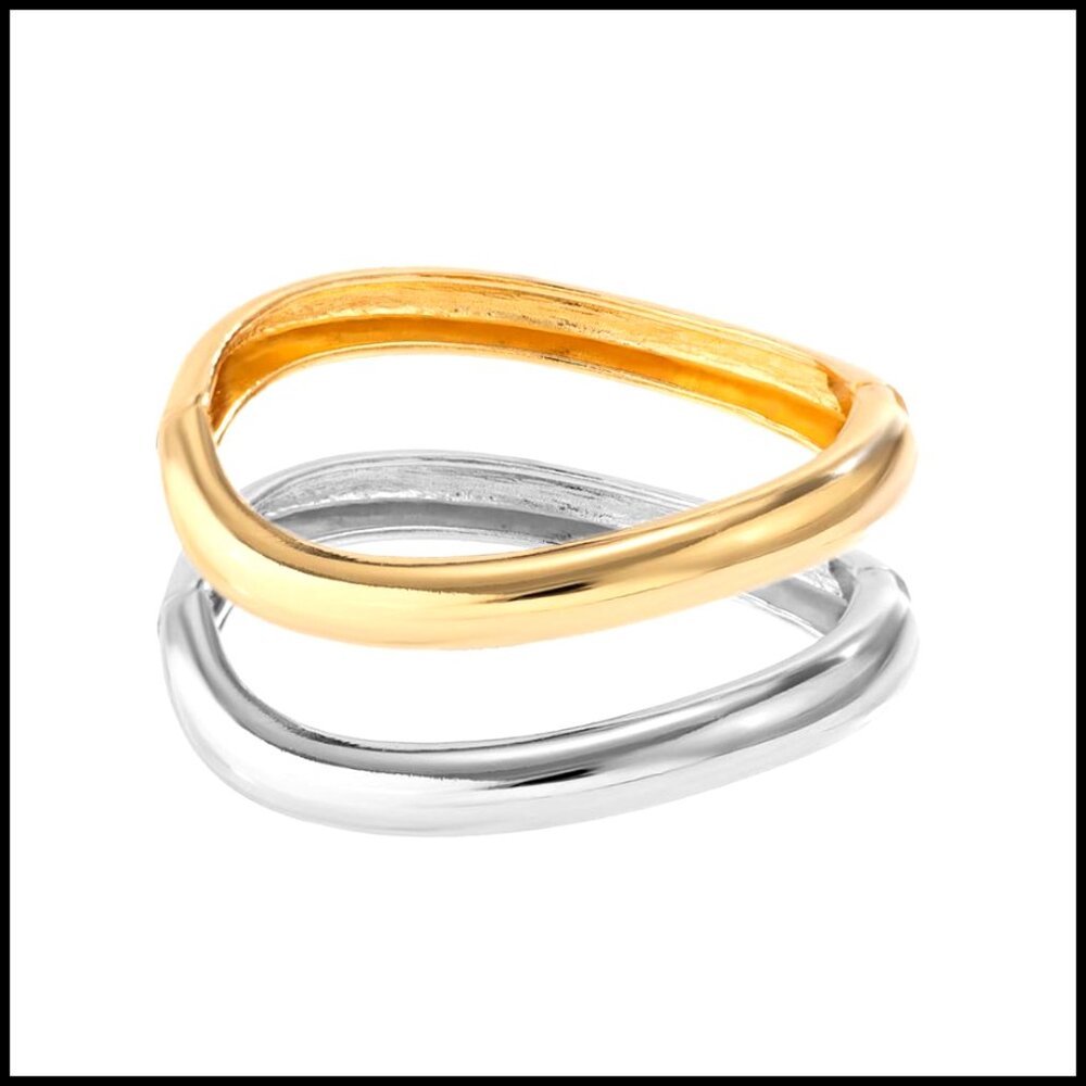 Chunky Gold Bangles Stackable Statement Cuff Brac… - image 1